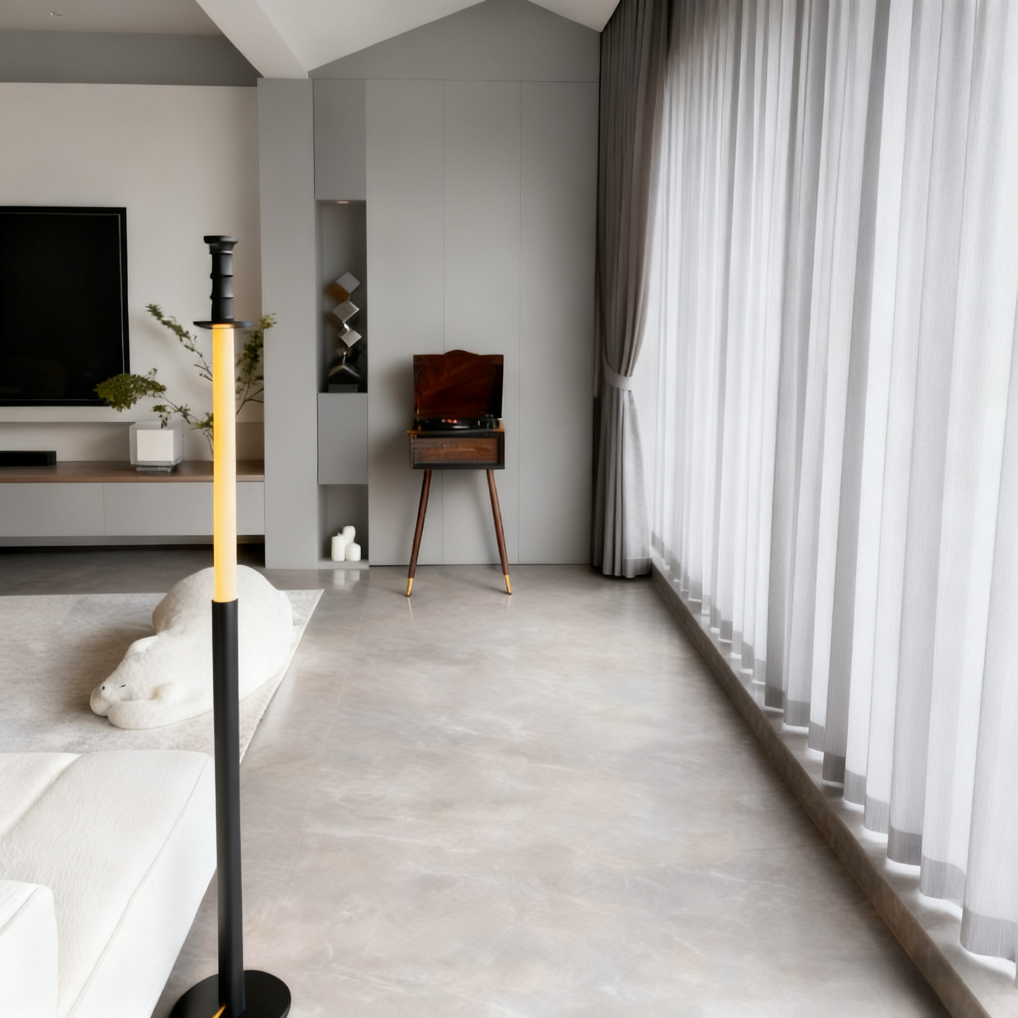 Sword-Inspired Floor Lamp – Black/White Adjustable Standing Light